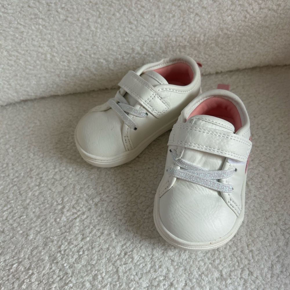 Carter's White and Pink Velcro Sneakers for Toddlers